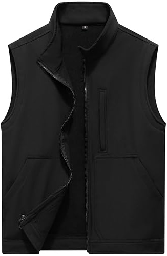 VtuAOL Lightweight Softshell Vest for Men Quilted Casual Winter Outdoor Vest for Running Black US M