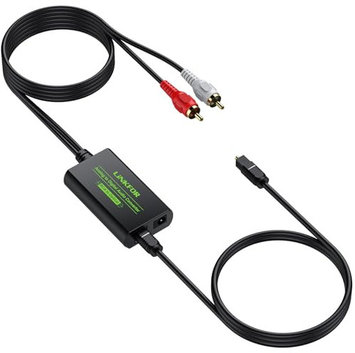 LiNKFOR Convertitore Audio RCA-SPDIF Con Cavo da 3ft/1m, Adattatore Ottico L/R Analogico-Digitale da 2,1 m per HDTV, Lettori CD, Soundbar, Altoparlanti