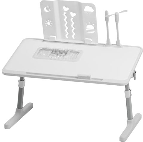 Makamsui Laptop-skrivbord för säng, sängbricka för bärbar dator, justerbart hemmakontor, stående skrivbord med ljusfläkt, vikbart laptopskrivbord med USB och förvaringslåda för soffa, golv, arbete,