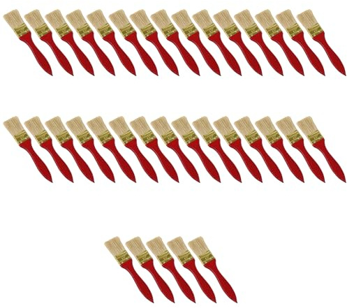 RDEXP 35 Pieces Chip Paint Brush w/Redwood Color Handle for Varnishes ​​1.5 Width