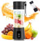 Glowing Essentials Portable Blender for Shakes and Smoothies 380ML Personal Fruit Mixer with USB-C Charging Cable & User Guide, 2000MaH USB Rechargeable Blender for Travel, Office and Sports (Black)