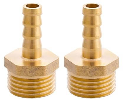 SEIWEI Conector de Tubo de Manguera con Púas G 1/2 Rosca Macho x 8mm, Adaptador Acoplador de Cola de Manguera de Latón con Púas, Accesorios de Conexión para Manguera de Jardín (2 Piezas)