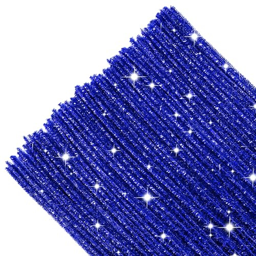 TOAOB Limpiapipas Manualidades de Chenilla Flash 200 Piezas 30 x 0.6 cm Color Azul Iridiscente Brillante Limpiador de Pipas con Purpurina para Decoración Creativa Bricolaje