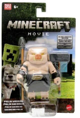 Mattel Minecraft - Juego de figuras de acción y accesorios, personaje de Piglin Warrior Posable coleccionable inspirado en una película de Minecraft, escala de 3.25 pulgadas