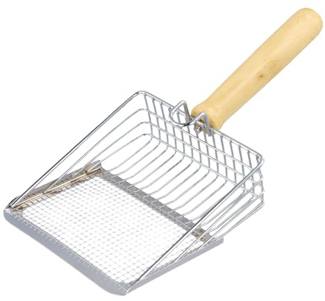 Ziyonix Paletta per Lettiera Gatto, 27 x 14 cm Paletta Lettiera Gatto Metallo con Manico in Legno Acciaio Inox Accessori per Gatti Cani Conigli Criceti e Altri Animali