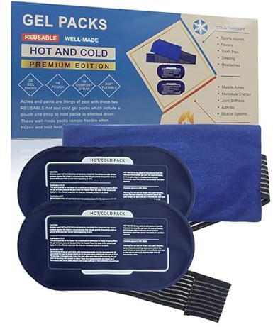 Reusable Ice Pack for Injuries, Gel Ice Pack for Knee with Adjustable Wrap, Cold Pack for Sports Injuries, Joint Pain, Swelling, 3-Piece Set Cold Compress Reusable for Shoulder, Back, Leg & Arm