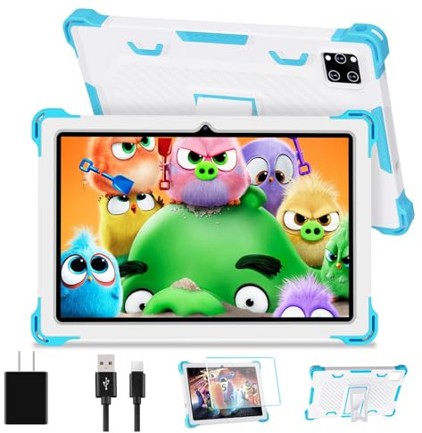 Semeakoko Kids Tablet, 10 Inch Android 14 Tablets, 10G RAM+64GB ROM, Octa-Core, WiFi2.4G, BT 5.0, Toddler Tablet, Kid-Proof Case, IWawa Children's System, Google Play Store, Gift for Kids(Blue)