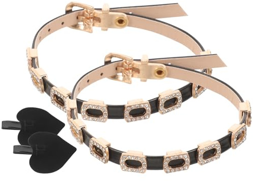 TIKODIDA Cinturini alla Caviglia per Tacchi Alti 1 Paio Cinturino Anti-Allentamento Nero Catena Decorativa per Scarpe Donna Accessori per Serate
