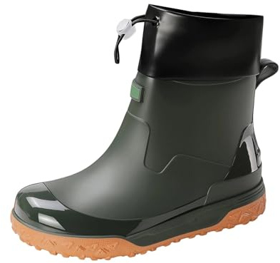 Generisch Bottes de pluie pour homme avec tige haute et semelle profilée | Bottes en caoutchouc, protection fonctionnelle contre les intempéries, adaptées pour le jardinage, la marche, la marche