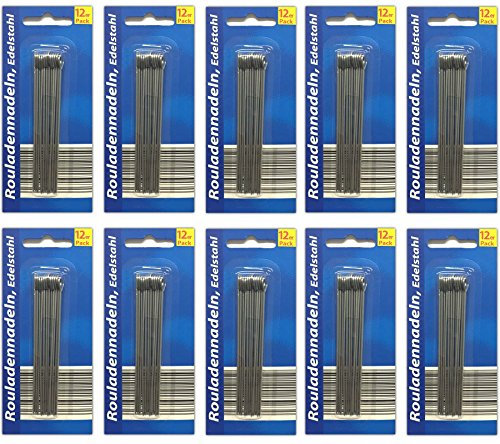 HAC24 120 Stück Rouladennadeln Rouladenspieße Spicknadel Fleischnadel Metallspieße