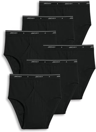 Jockey Classic Low Rise Brief- 6 Pack - 100% Cotton Underwear for Men, Black, 36