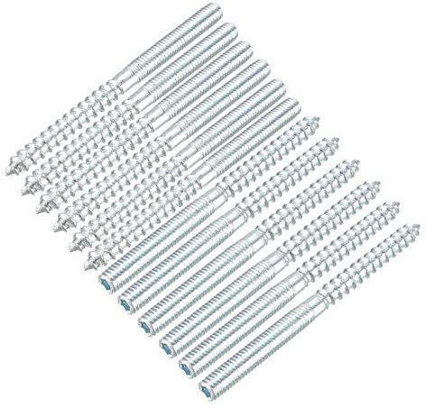 sourcing map M6 Hanger Bolts Length 3-1/8(79mm) Double Headed Bolts Self-Tapping Screw 6mm Wood Joint Furniture Legs 12pcs