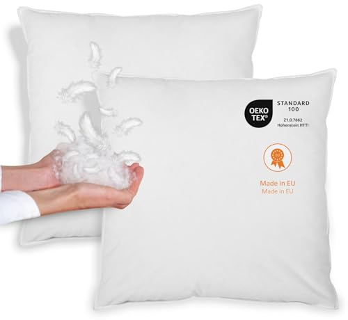 sleepling 2er Set Daunenkissen Federkissen 50x50 cm, Kopfkissen, 100% Daunen & Federn, Kissen 50 x 50 cm, Bezug 100% Baumwolle, waschbar, Made in EU, Oeko-TEX