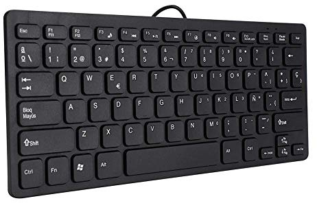 Bewinner Mini Wired Portable Spanish Keyboard, 78 tangenter Enkel tangentbordslayout Splash-Proof Shatterproof Keyboard för Office-spel
