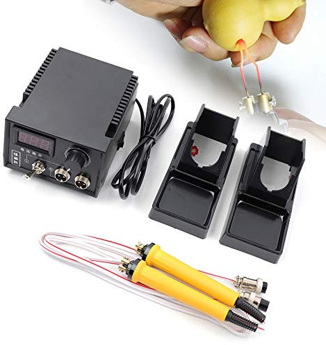 Brandmalerei Lötkolben Set 60W Brennstation Brandmalstation Brandmalgerät, Einstellbare Temperatur, 19x Nichrom-Tipp, für Holz Leder Kork