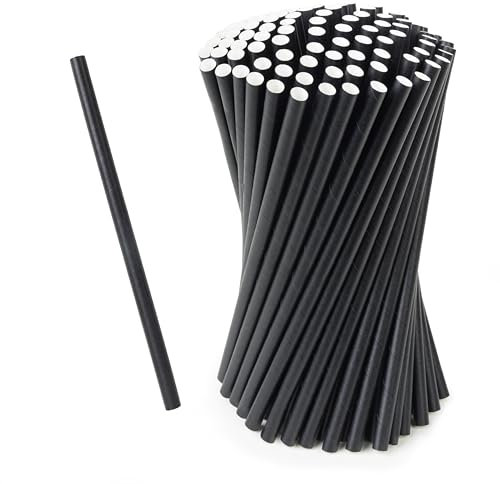 Love Nature Paille Carton 100 Pieces - Paille Bubble Tea - Pailles Jetables Noir solide de fête pour cocktails