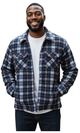 Raff&Taff Chemise de bûcheron - En flanelle - Veste thermique - Carreaux - Doublée - Travail, Nevi/blanc (02), XXXL