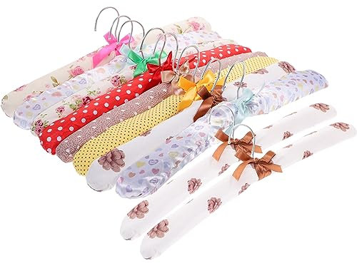 10- Pcs Gepolsterte Stoffkleiderbügel aus Holzbügel Weicher Stoff Schaumstange Non- Slip- Satin- Bedecken Keine Schulter- Beule- Kleiderbügel für Brauthochzeitskleid