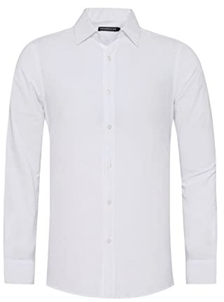 Redbridge Camicia Premium Business Tempo Libero a Maniche Lunghe Facile da Stirare Tinta Unita, bianco, XL