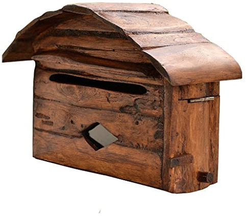 DITUDO Buzones Americanos Buzón Vintage De Madera Maciza, Buzón Montado En La Pared, Buzón De Sugerencias Buzón De Quejas Impermeable para Exteriores