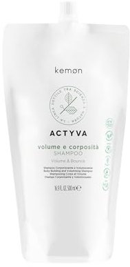 Kemon - Actyva Volume e Corposità Shampoo, Shampo per Capelli Fini ad Azione Volumizzante con Semi di Lino, Senza Siliconi - 500 ml