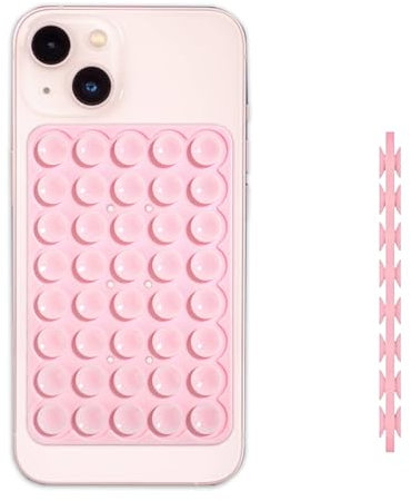 PEUTIER Silicona Doble Cara Ventosa para Movil, Desmontable Soporte de Succión del Teléfono Manos Libres Suction Cup Phone Holder Multiusos para Dispositivos Móviles Vidrio de Espejo (Rosa)