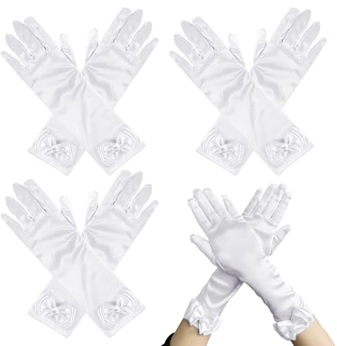 UILYNIU 3 Paia Guanti lunghi da sera in stile anni '20 Accessori Principessa matrimoni, balli studenteschi, opera Guanti da Sera Lunghi per Matrimonio Opera Banchetto Ballo Halloween