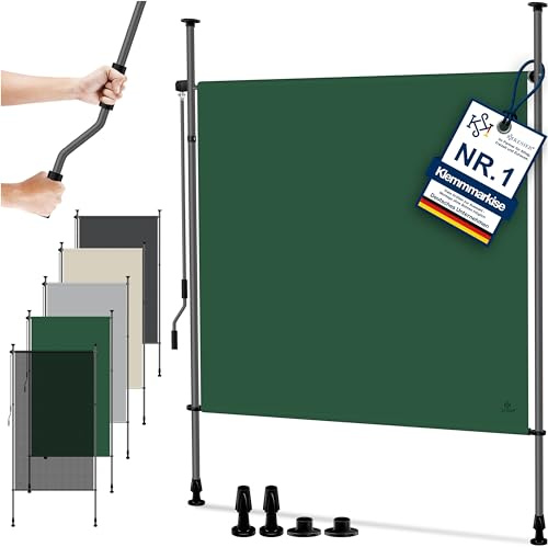 KESSER Toldo vertical con pinza, 100 x 310 cm, extensible y opaco, toldo vertical con manivela sin agujeros, protección visual y protección contra el viento para jardín y terraza, resistente al agua