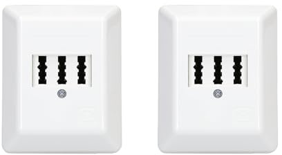 Rutenbeck 2 x Aufputz TAE-Anschlussdose/Telefondose NFN für 1x Telefon + 2X Nebenstellen (Fax, AB, Modem) 3x6 polig 6 Schraubkontakte reinweiß 10210109