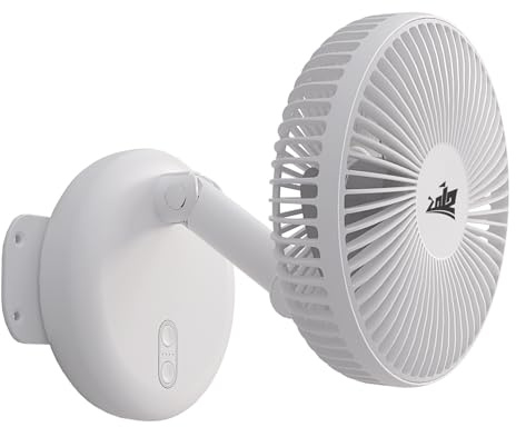 ZOIZ Ventilatore da parete per caravan, 12 V, con luce LED, silenzioso, oscillante, per camper, roulotte, barca, camera da letto, soggiorno, portatile, per campeggio e furgoni