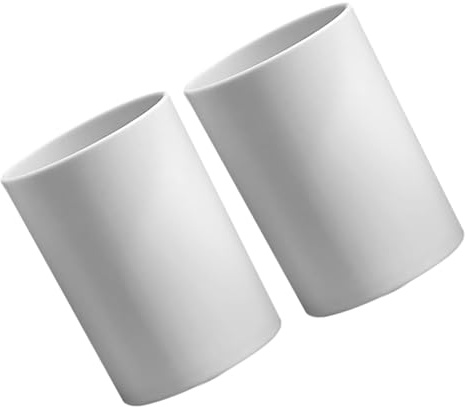 Cabilock 2 Vasos Irrompibles para Baño en Color Blanco, Fabricados en PP con Superficie Lisa, Porta Cepillos de Dientes y Enjuague Bucal, Pack de 2 Unidades para Uso Diario