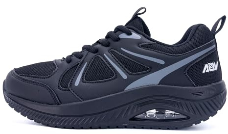 AOV Wide Walking Shoes for Women Arch Support Plantar Fasciitis Tennis Sneakers Wide Toe Box Orthotic Shoes Size 9 Black