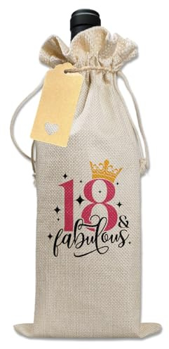Bliceon 18th Birthday Gift Wine Drawstring Bag, Decorative Wine Bag with Witty Quotes, 18th Birthday Gift for Women, Unique Birthdays Gifts for Mum, Wife, Girlfriend, Sister, Colleague