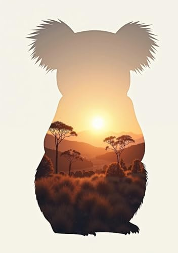 Koala Siluett Anteckningsbok: A5, Mjukband, 240 Olinjerade Sidor, Glansig