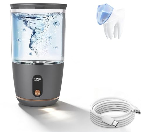 WochiTV Tazza portatile per generatore di ozono – 3/5/10 min acqua O3 regolabile, tazza ricaricabile per collutorio ozono per bagno e viaggi, dispositivo di acqua all'ozono per la pulizia orale