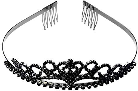 Kristallkrone, Kristall Tiara, Schwarz Strass Diadem mit Kamm für Geburtstags Hochzeit Abschlussball Prinzessinnenpartys Frauen und Mädchen