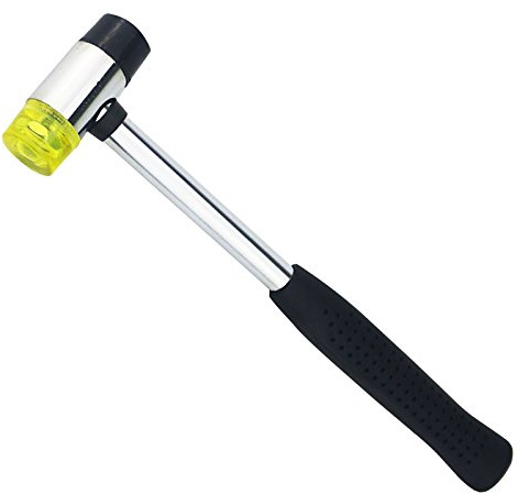 Ogrmar 25MM Dual Head Plastic and Rubber Hammer Metal Mallet for Jewelers (Black)