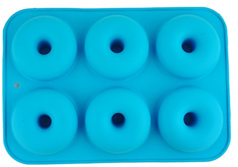 Selecto Bake Silicone Donut Moulds, Silicon Doughnut Mould Large Non-Stick 6 Cavity Molds Doughnut Tray Donut Pan Bagel Baking Tin Muffin Cupcake Biscuit Doughnut Maker Bakeware, Blue