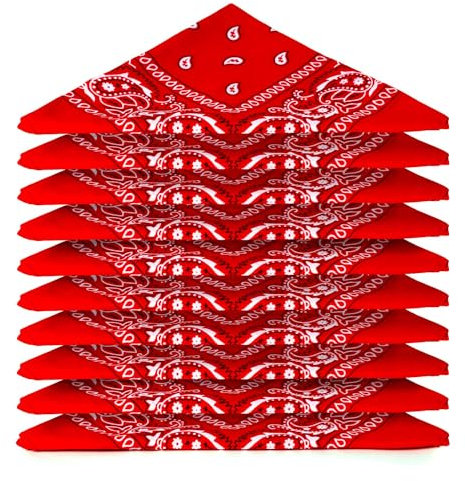 Karl Loven Bandana 5er Pack 100% Baumwolle Paisley Halstuch Kopf Hals Schal (5er Pack, Rot)