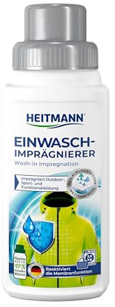 HEITMANN Imperméabilisant de lavage | Protection respirante contre les intempéries pour vêtements de plein air et de sport, sacs à dos, tentes et chaussures | Réactivation de la fonction membrane |