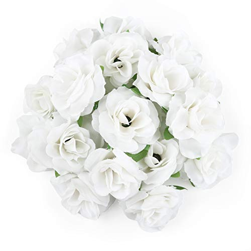Kesote 50Pcs White Artificial Flowers MIni Realistic Artificial Flower Heads for Wedding Party Album Decoration & Garden Decoration DIY Craft Project - 1.57''