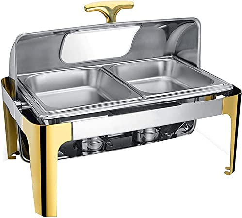 JINCAN. Piatti in acciaio inox con coperchio per feste per feste, riscaldamento alimentare commerciale da 9L per buffet, server a buffet con 3 tipi di vassoio riscaldante per vacanze, catering, cene d