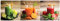 3er Set Wandbild je 30x30cm Glasbild Smoothie Küche Shake Küchendeko Obst Veggie Wandobjekt Wanddeko