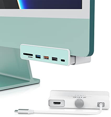 ZIKE USB C-hub för iMac M1/M3, 7-i-1 USB C-adapter med 4K HDMI, USB C 5 Gbps, SD/TF, 2 USB 3.0 och USB 2.0, hubb för iMac 24 tum, MacBook Air/Pro och typ C-enhet, levereras med sju färgade