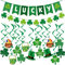 St Patricks Day Deko Party Dekorationen | 14 St. Patrick's Hängende Wirbel, 1 LUCKY Banner, 1 Grün Kleeblatt Girlande, St Patricks Day Accessoires für Zuhause Klassenzimmer Büro Irische Partybedarf