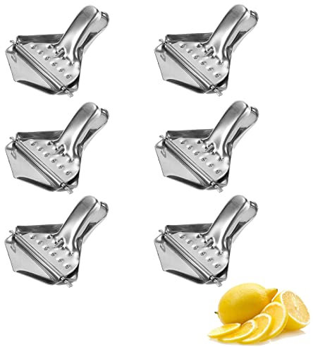 6 Stück Edelstahl-Handbuch Entsafter Zitronenpresse Edelstahl stand Zitruspresse aus Edelstahl Zitronenpresse Edelstahl Handpresse Fruit Manuelle Saftpresse Drücken für Zitronensaft Orangensaft