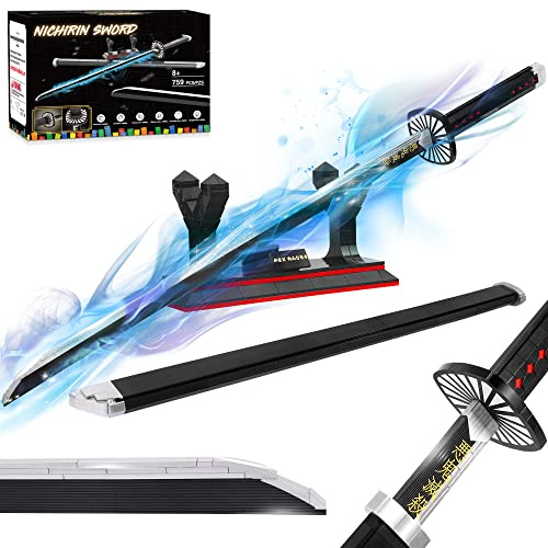 Demon Slayer Swords Building Set, 40in Kamado Tanjiro Sword Building Block with Scabbard and Stand, Anime Sword Toy Building Set Katana Demon Slayer Gift Toys for Ages 8-13, 759 Pcs