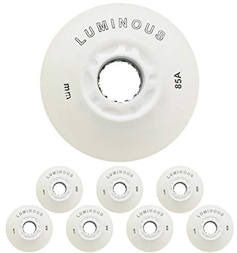 SSCYHT 85A Inline-Skate LED-Leuchträder Verschleißfeste Räder Ersatzrad für Nachtskating Leuchtende Skate-Räder für drinnen und draußen,Weiß,72mm