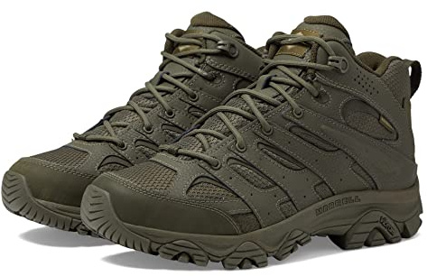 Merrell Men's Moab 3 Mid Tactical Waterproof Hiking Work Shoes, Dark Olive, 9