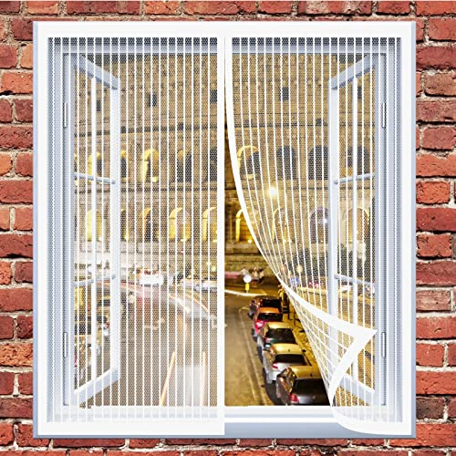 Mosquiteras Mosquiteras Pantalla 55 x 80 cm Cortina Mosquitera Ventana Cierre Automático Sin Taladrar Fácil De Ensamblar Cortina Antimoscas Para Balcón Y Puerta Ventana, Blanco